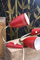 A pair of old retro wall lamps in red painted metal and ...