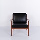 Osted Antik & Design präsentiert: Sessel von Grete Jalk für France & Søn aus Teakholz und schwarzem Leder, ...