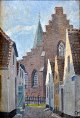Pegasus – Kunst - Antik - Design präsentiert: Frandsen, Frands (1885 - 1979) Dänemark: Stadtgebiet mit Kirche.