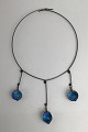 Danam Antik presents: Bent Knudsen Sterling Silver Neckring with Pendants (Blue Glass Beads)