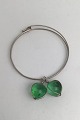 Danam Antik presents: Bent Knudsen Sterling Silver Armring (Green Glass Beads)