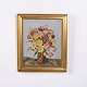 Osted Antik & Design präsentiert: Blumenbild auf Platte mit Vase im Goldrahmen 40 x 34 cm