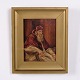 Osted Antik & Design präsentiert: Porträtgemälde auf Holzplatte mit Papstmotiv im Goldrahmen 30 x 25 cm