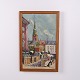 Osted Antik & Design präsentiert: Stadtgemälde auf Leinwand mit Kirche im Goldrahmen 61 x 40 cm
