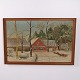 Osted Antik & Design präsentiert: Ölgemälde auf Leinwand mit Winterlandschaft und Haus im Goldrahmen 58 x 87,5 cm