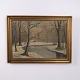 Osted Antik & Design präsentiert: Ölgemälde auf Leinwand mit Winterlandschaft, Wald und Bach im Goldrahmen 55,5 ...