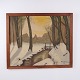 Osted Antik & Design präsentiert: Poul Steffensen Winterlandschaft mit Bach und Brücke 1945 89 x 107 cm
