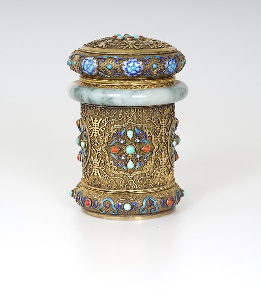 Chinesische Büchse mit Deckel. Silber