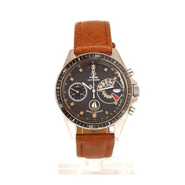 Sjældent Yema Yachingraf, regatta ur, år 1969/70. Ref. 930036. Værk Valjoux 
7733S. Få kendte eksemplarer. D: 39mm. God stand. Ny rem.