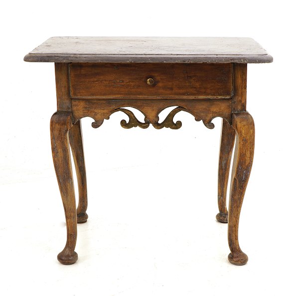 A Danish Rococo stone and wood table. Denmark circa 1760. H: 77cm. Top: 81x55cm