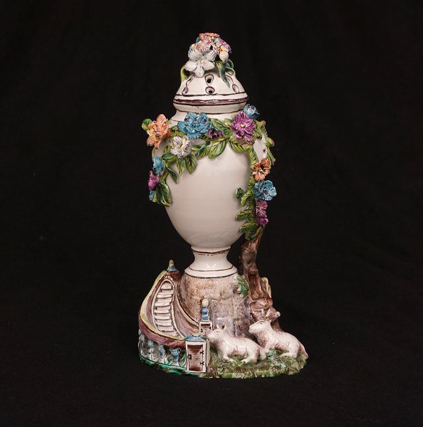 A 18th century Swedish faience vase. Signed Marieberg 22.04.1766. H: 23cm