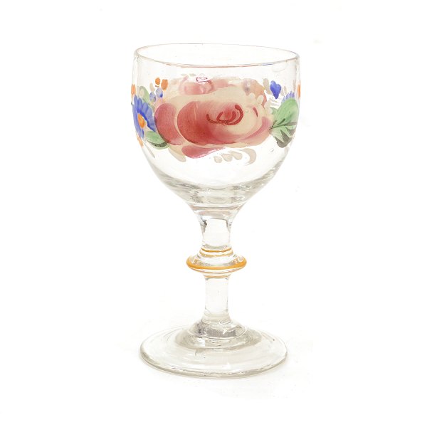 Enamelled wine glass. Denmark circa 1860. H: 12,6cm