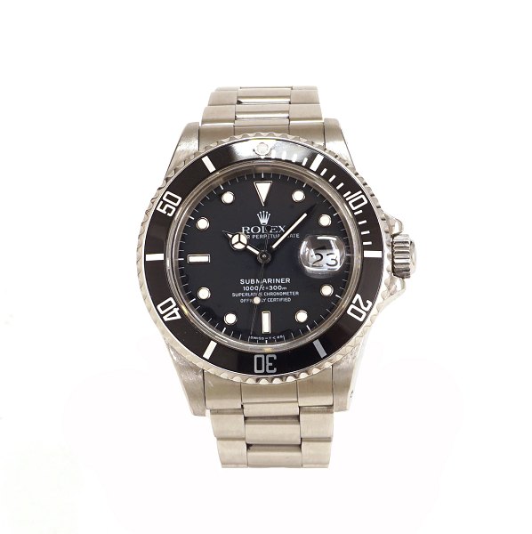 Rolex Submariner Stahl Ref. 168000. Jahrgang 1988. D: 40mm. Wird mit Box und 
Zertifikat geliefert