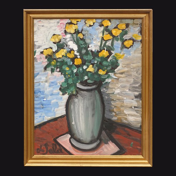 Eugene de Sala, 1899-1989, olie på plade: Stilleben med blomster. Signeret. 
Lysmål: 41x31cm. Med ramme: 47x37cm