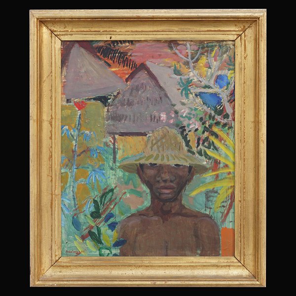 Harald Heiring, 1906-95, Öl auf Holz. Signiert und datiert 1961. Motiv aus Bali. 
Lichtmasse: 43x34cm. Mit Rahmen: 55x46cm