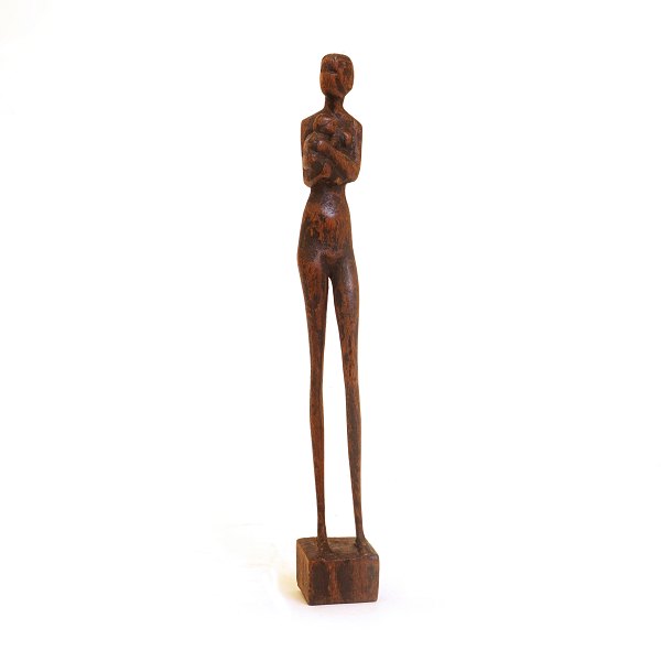 Otto Pedersen, 1902-95, Figur, Mutter und Kind, aus Holz. Signiert. H: 26,5cm