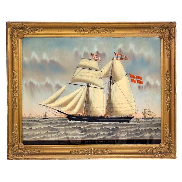 C. L. Weyts, 1826-76, inthe manner of: shippainting, hinterglas. Denmark 1860. 
Visible size: 56x71cm. With frame: 71x87cm