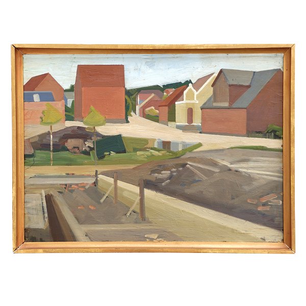 Erik Raadal, 1905-41, oil on plate. Landscape. Visible size: 44x61cm. With 
frame: 49x66cm