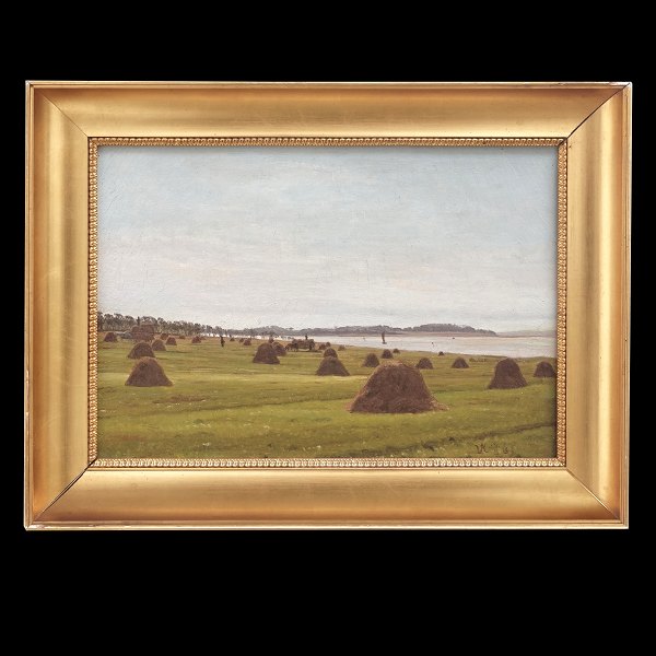 Vilhelm Kyhn, Denmark, 1819-1903, landscape. Signed and dated 14/8 1861. Visible 
size: 21x31cm. With frame: 30x40cm