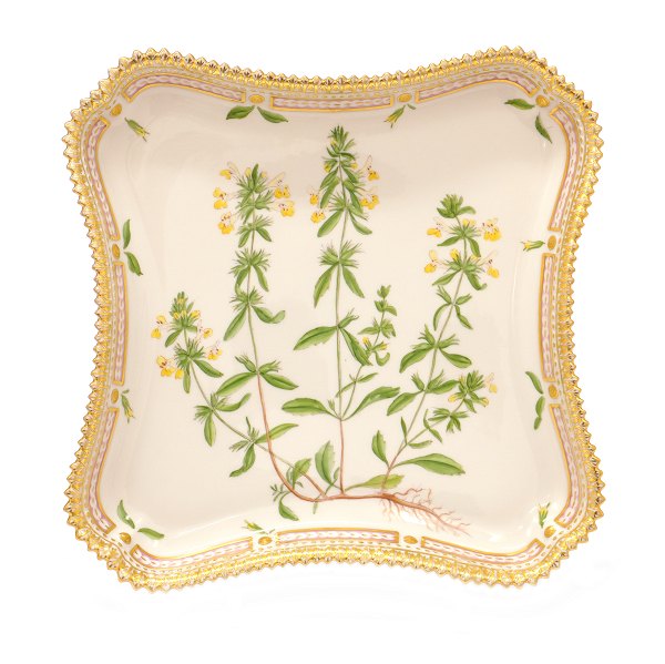 Royal Copenhagen Flora Danica 3564 small porcelain tray "Stachys Annuus L". H: 
3,5cm. Tray: 24x24cm