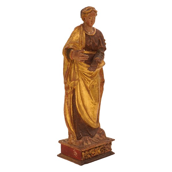 Heilige Figur aus Pappmaché um 1750. H: 113cm. Fuss: 36x27cm