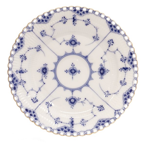 Royal Copenhagen Mittagsteller Zwiebelmusster Halbspitze mit Goldkante 1084. D: 
25,5cm