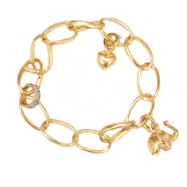 Ole Lynggaard Copenhagen LOVE Armband aus 14kt Gold mit Charms. L: 20,5cm