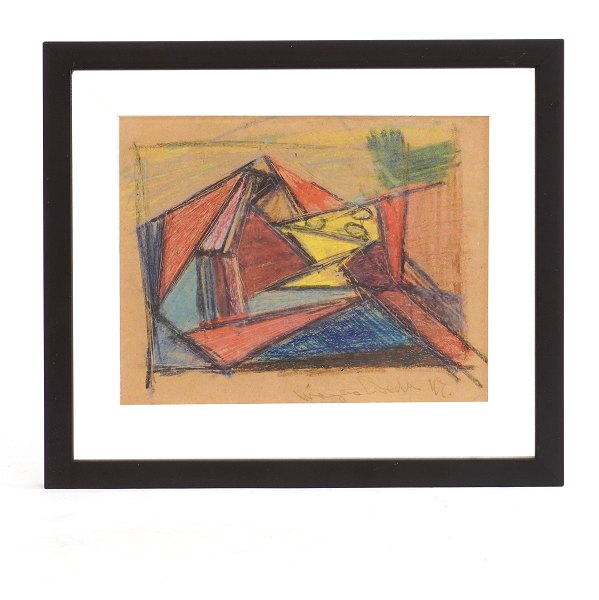 Mogens Balle, 1921-88, Ölkreide. Signiert und datiert 1947. Lichtmasse: 
16,5x20,5cm. Mit Rahmen: 25x28cm