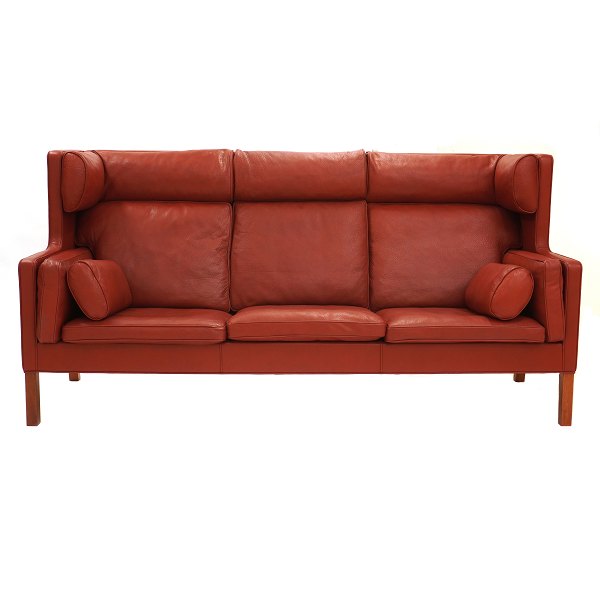Børge Mogensen Kupé-Sofa für drei Personen mit originalem Leder 2193. L: 215cm