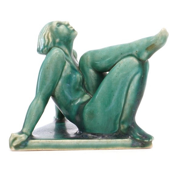 Jens Jacob Bregnø, 1877-1946, Art Deco Figur. Signiert JB.H: 13cm. T: 17cm. B: 15cm