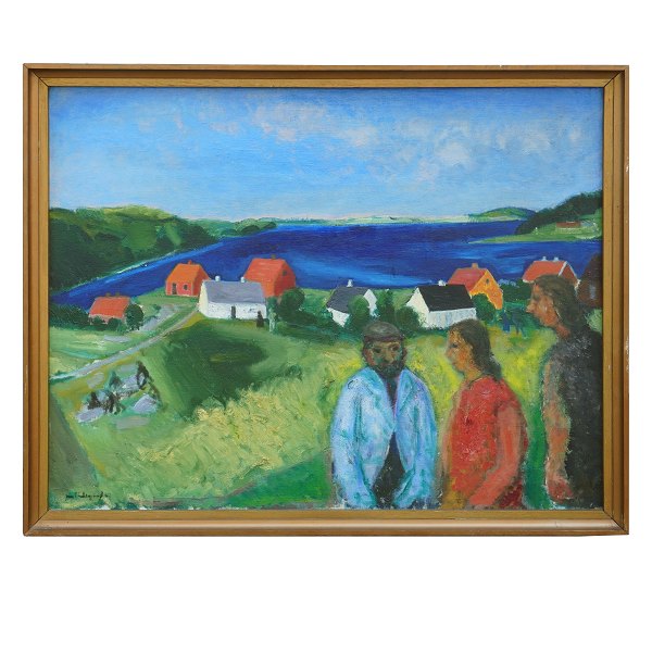 Jens Søndergaard, 1895-1957, Öl auf Leinen. Landschaft, Jütland, signiert und datiert 1937. Lichtmasse: 93x10cm. Mit Rahmen: 103x130cm