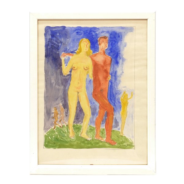 Jens Søndergaard, 1895-1957, Wasserfarbe. Signiert. Lichtmasse: 33x24cm. Mit Rahmen: 43x33cm
