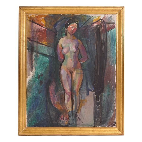 Kai Nielsen Gemälde.Kai Nielsen, 1882-1924, Öl auf Leinwand.Modellstudie, signiert und datiert 1916. Aus der Sammlung Tetzen-Lund und mit Stempel der Sammlung.Bildmaß: 95x74cm. Mit Rahmen: 109x88cm